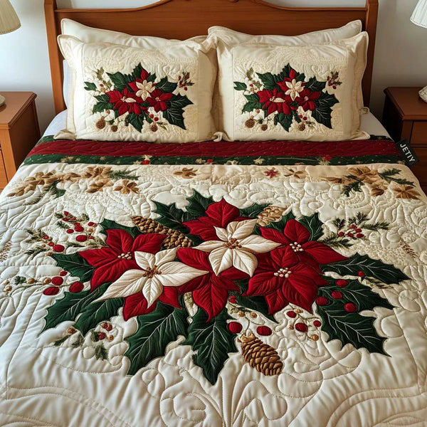 Set di biancheria da letto trapuntata in 3 pezzi - Fascino della Stella di Natale